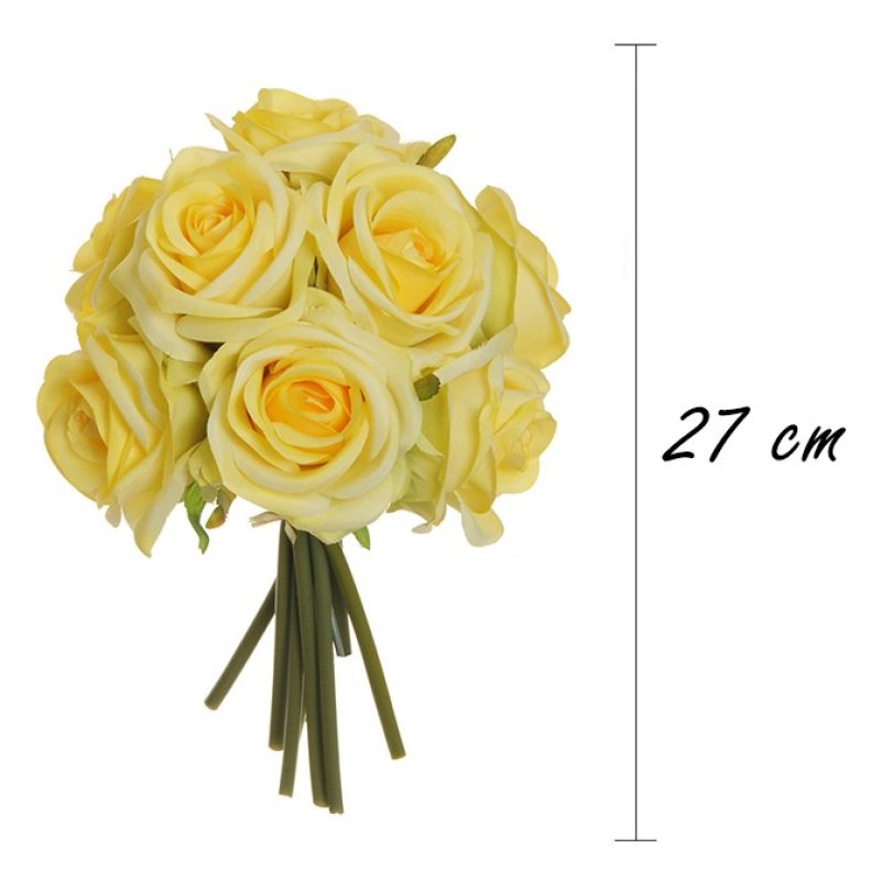Due Esse Bouquet Di Fiori 9 Rose gialle Artificiali mazzo Di Piante...