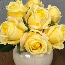 Bouquet Di Fiori 9 Rose gialle Artificiali mazzo Di Piante Finte Decorazione