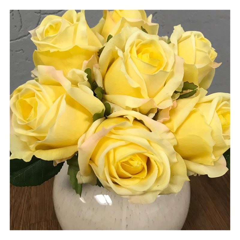 Due Esse Bouquet Di Fiori 9 Rose gialle Artificiali mazzo Di Piante...