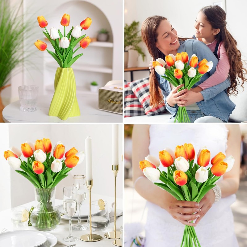 Due Esse Tulipani Artificiali 12 Pezzi Fiori Finti Tulipano Bouquet...