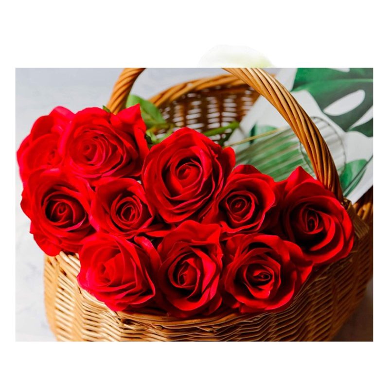 Due Esse Bouquet Di Fiori 5 Rose rosse Artificiali mazzo Di Piante ...