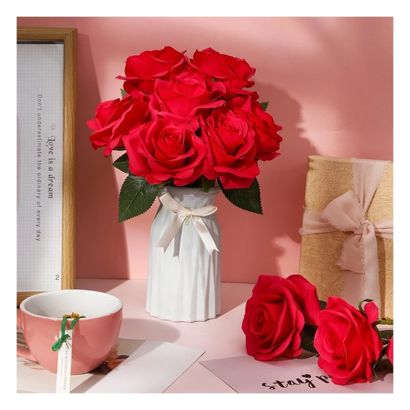 Due Esse Bouquet Di Fiori 5 Rose rosse Artificiali mazzo Di Piante ...