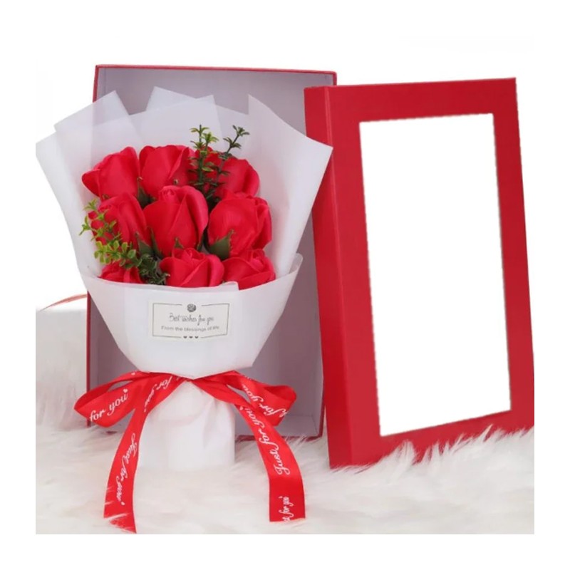 Bouquet Di Fiori Rose Artificiali Piante Finte profumate con scatola box regalo