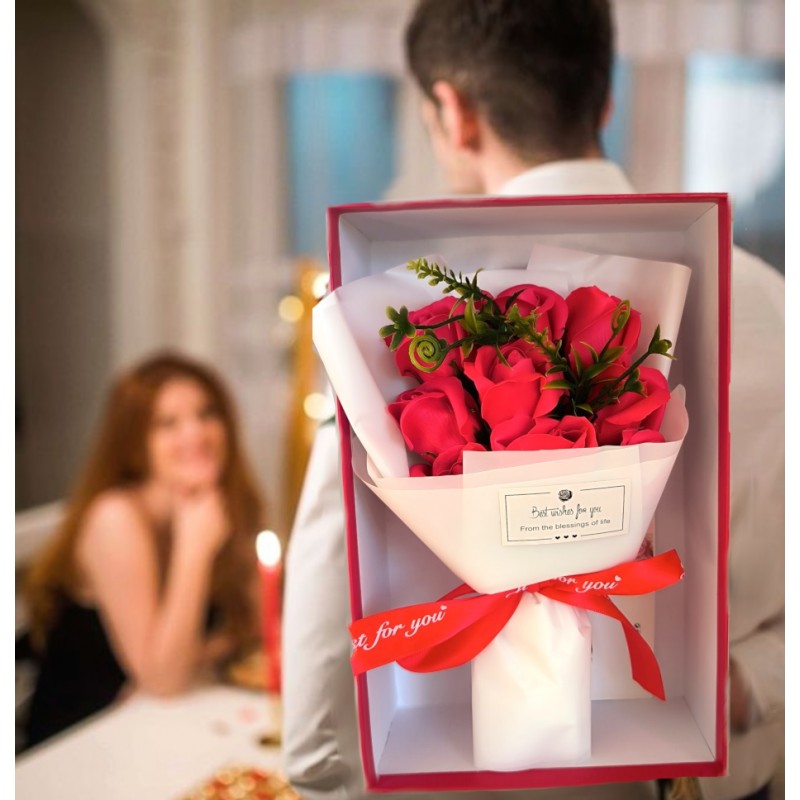 FGF Bouquet Di Fiori Rose Artificiali Piante Finte profumate con sc...