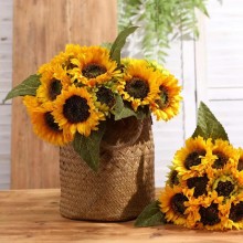6 Girasoli Finti Fiore Artificiali Girasole fiori decorazione Bouquet realistici