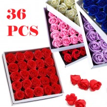 Confezione Regalo 36 rose artificiali Scatola Box san valentino fiori finti