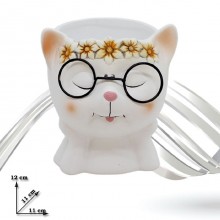 Vasetto gattino ceramica vaso per pianta fiori bomboniera decorazione balcone