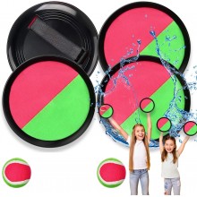 Set 4 Racchette Cattura con 2 Palline Gioco per Bambini Adulti Outdoor Spiaggia