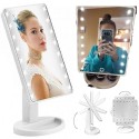 Specchio trucco illuminato con LED batteria rotante vano oggetti cosmetici touch