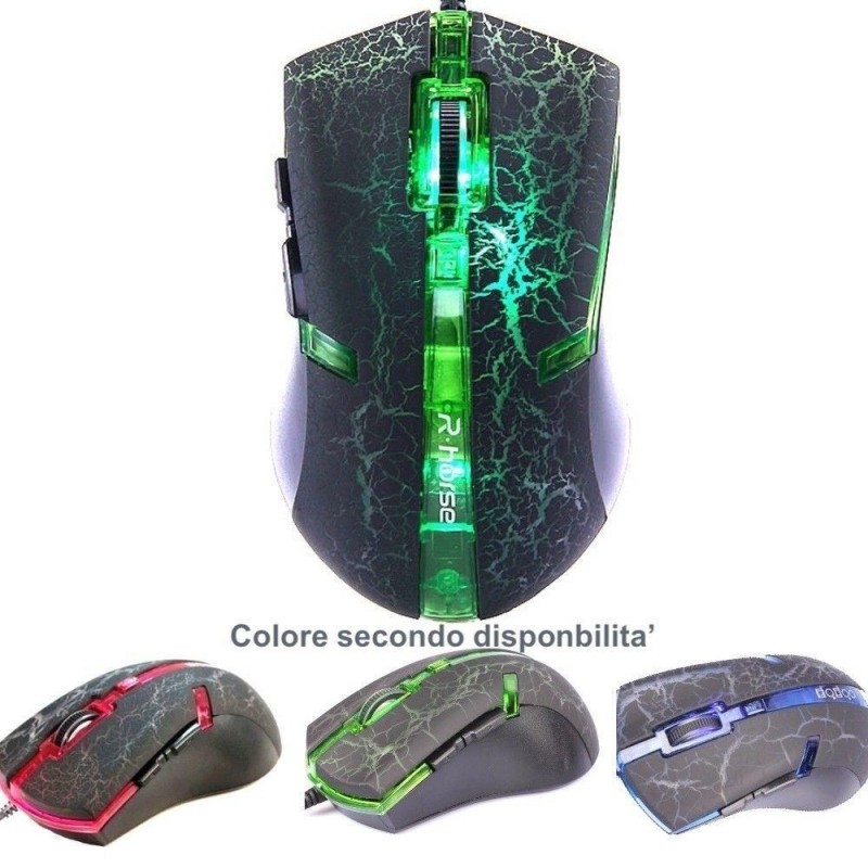 FC-5160 Mouse cablato cavo LED colorato 5 tasti rotella gaming tasto DPI windows