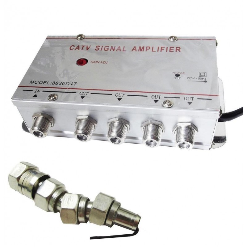Amplificatore TV 3 out uscite antenna sdoppiatore televisione decoder AV in 1