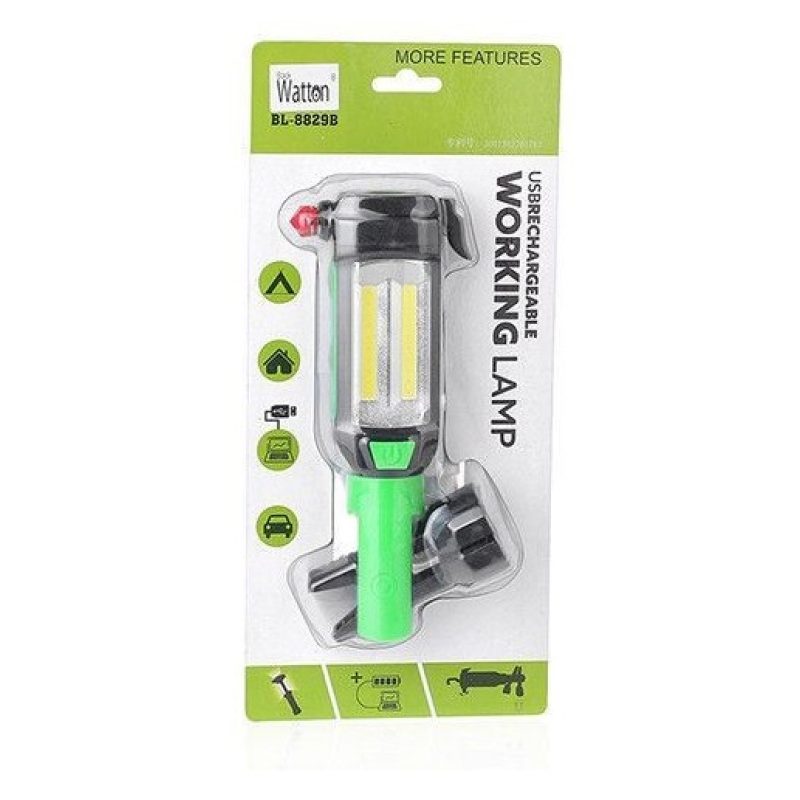 Torcia LED martello vetro lampada ricaricabile magnetica pinza officina garage
