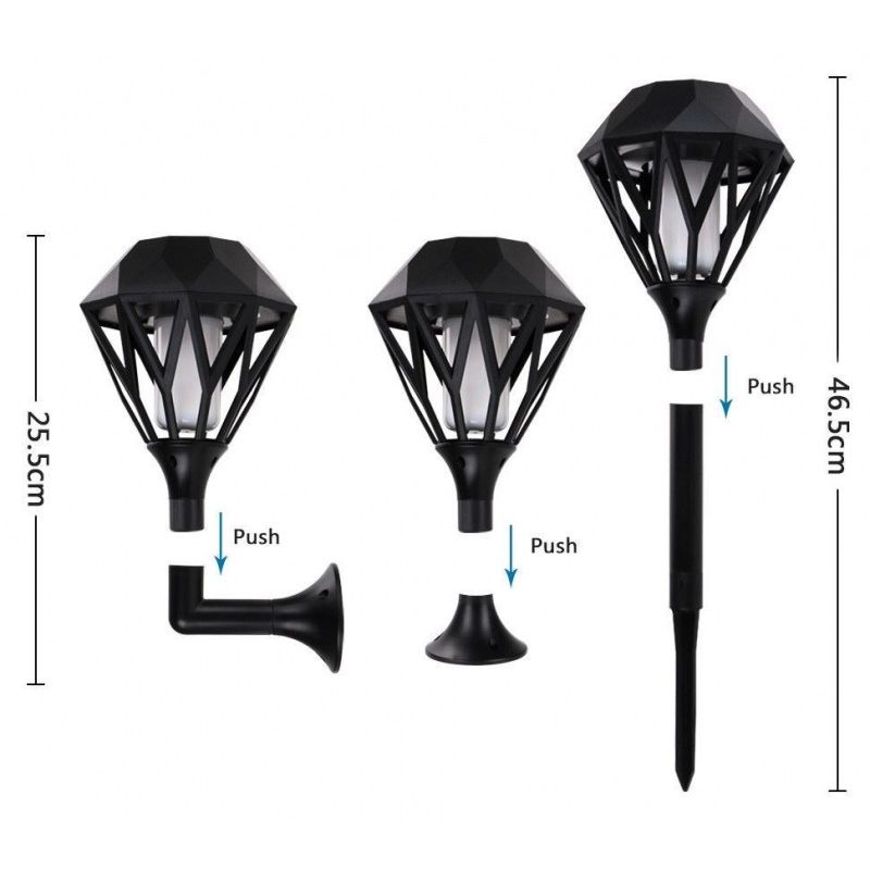 Lampada solare da esterno effetto fiaccola fiamma impermeabile vari montaggi