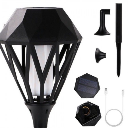 Lampada solare da esterno effetto fiaccola fiamma impermeabile vari montaggi
