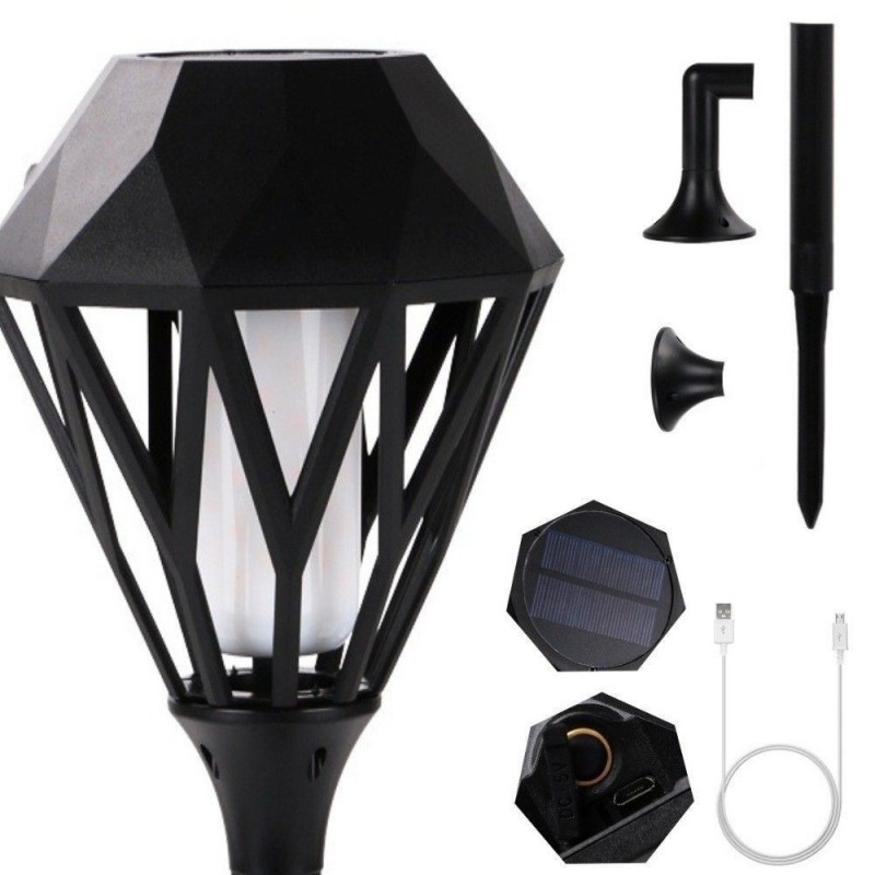 Lampada solare da esterno effetto fiaccola fiamma impermeabile vari montaggi