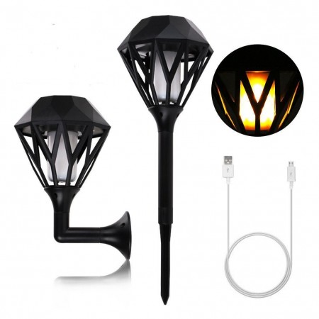 Lampada solare da esterno effetto fiaccola fiamma impermeabile vari montaggi