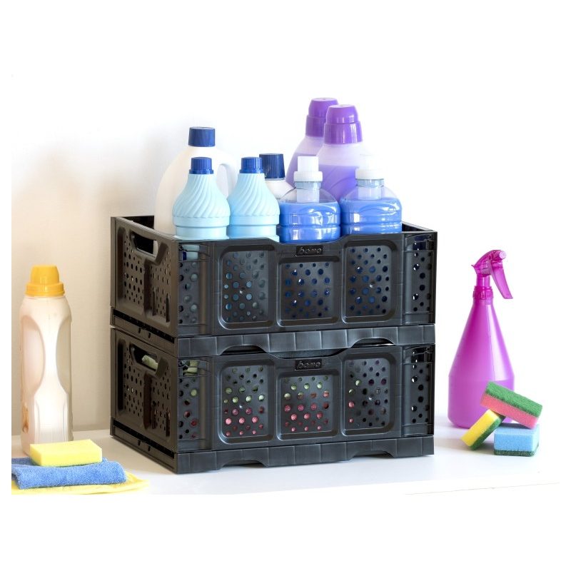 Cassetta in plastica opla' pieghevole cm 40x30x17h nera tuttofare f...