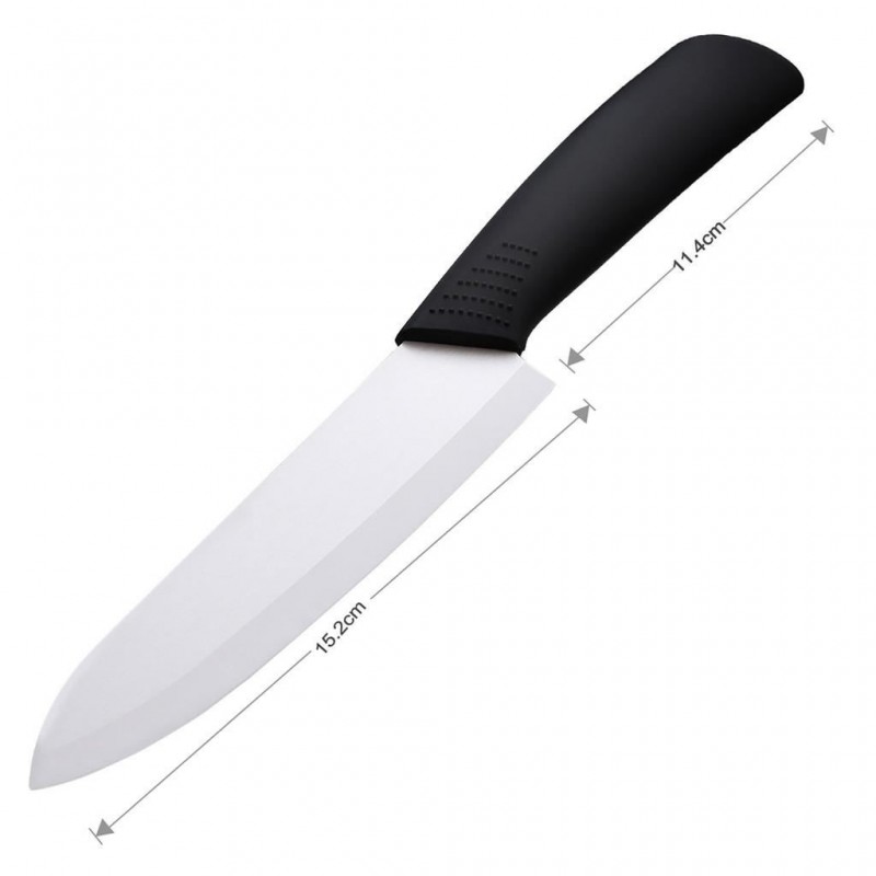 Coltello grande lama ceramica impugnatura gommata antiscivolo chef bianco cucina