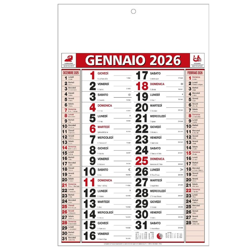 Generico Calendario 2026 Olandesi Olandese da Muro con note Numeri ...