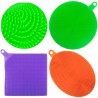Set 3 Spugnette piatti stoviglie silicone salviette non abrasive antibatteriche