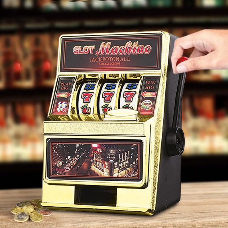 Hongu Salvadanaio mini Slot Machine Leva Stile Las Vegas Gioco Arca...