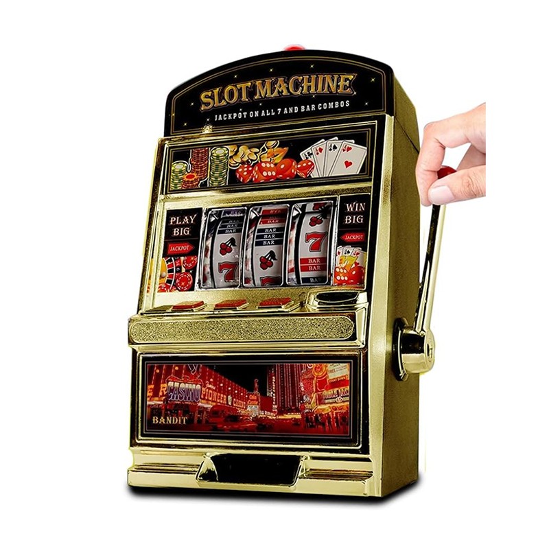 Salvadanaio mini Slot Machine Leva Stile Las Vegas Gioco Arcade 24x37 cm