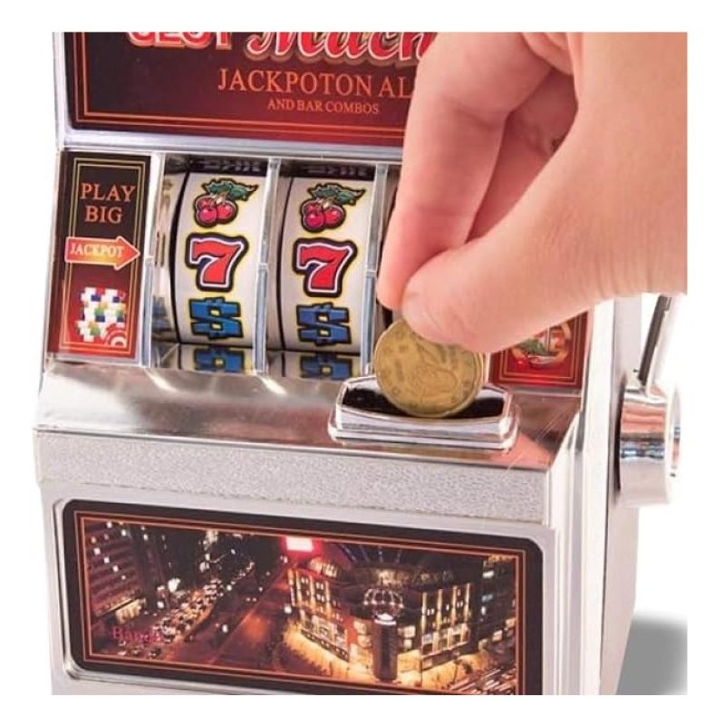 Salvadanaio mini Slot Machine Leva Stile Las Vegas Gioco Arcade 24x...