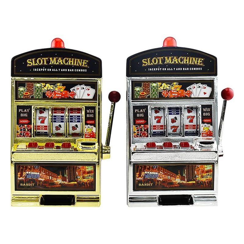 Salvadanaio mini Slot Machine Leva Stile Las Vegas Gioco Arcade 24x...