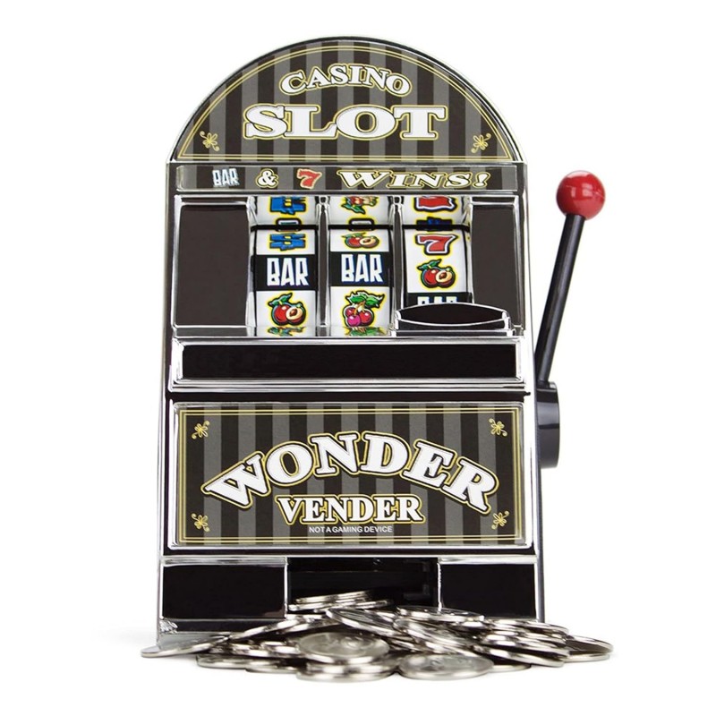 Salvadanaio mini Slot Machine Leva Stile Las Vegas Gioco Arcade 13x18 cm