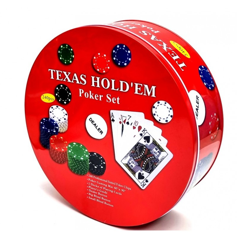 Generico Poker texas hold'em set 2 mazzi carte 240 chips fiches pan...