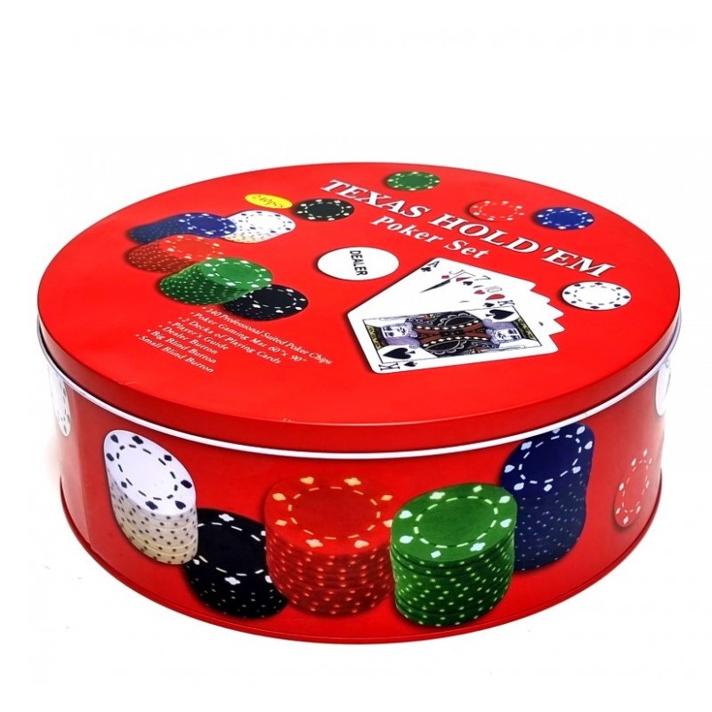 Generico Poker texas hold'em set 2 mazzi carte 240 chips fiches pan...