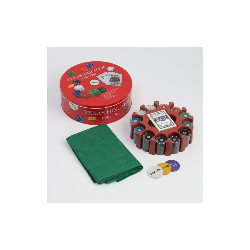 Generico Poker texas hold'em set 2 mazzi carte 240 chips fiches pan...