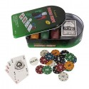Poker texas hold'em set 2 mazzi carte 120 chips fiches panno verde bottone gioco