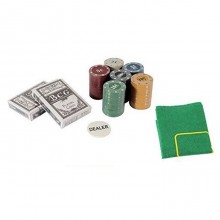 Poker texas hold'em set 2 mazzi carte 120 chips fiches panno verde bottone gioco