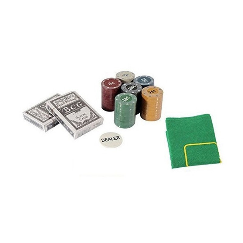 Generico Poker texas hold'em set 2 mazzi carte 120 chips fiches pan...