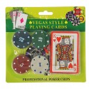 1 mazzo di Carte da gioco poker 52 plastificate Black Jack giochi 24 fiches