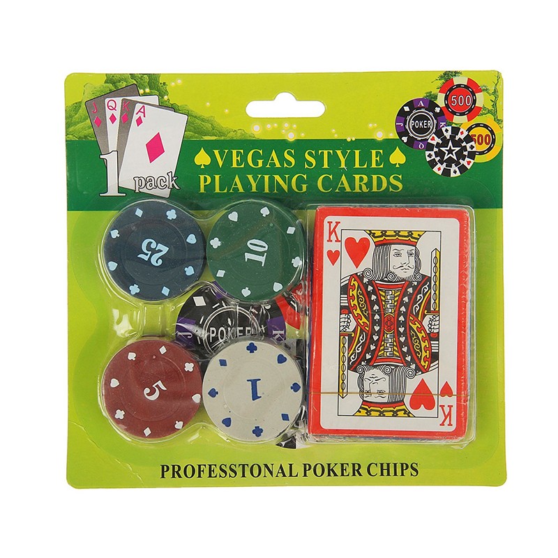 1 mazzo di Carte da gioco poker 52 plastificate Black Jack giochi 24 fiches