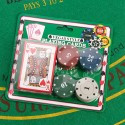 1 mazzo di Carte da gioco poker 52 plastificate Black Jack giochi 24 fiches