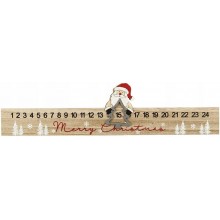 Calendario Avvento in Legno con Babbo Natale Decorativo da Tavolo 36x14,5 cm