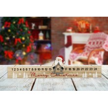 Calendario Avvento in Legno con Babbo Natale Decorativo da Tavolo 36x14,5 cm
