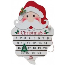 Calendario Avvento in Legno con Babbo Natale Decorativo da Tavolo 36x14,5 cm