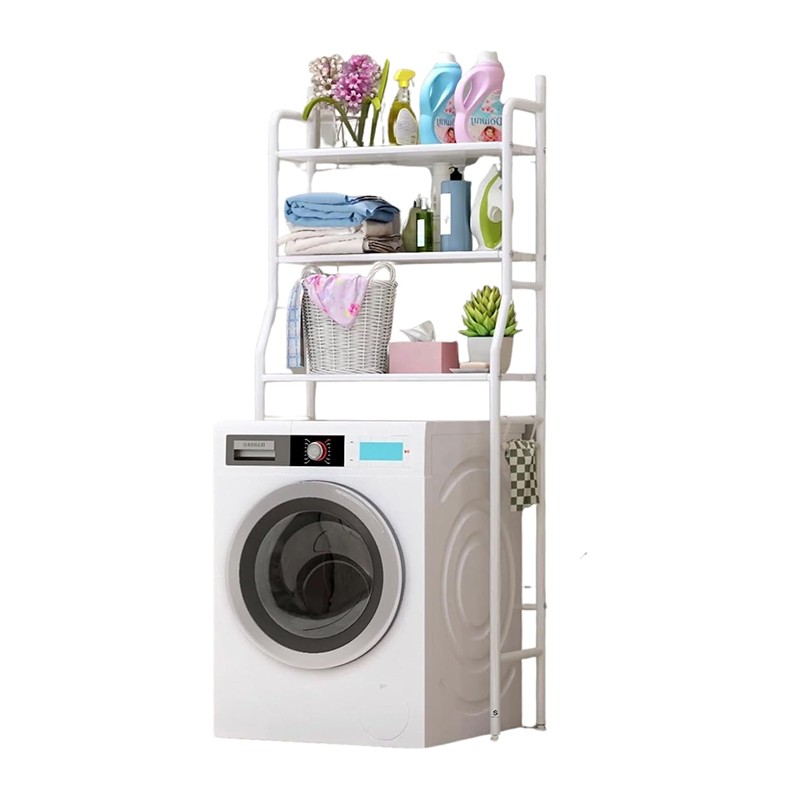Scaffale da Bagno Salvaspazio 155X65X25 sopra lavatrice 3 ripiani colore bianco
