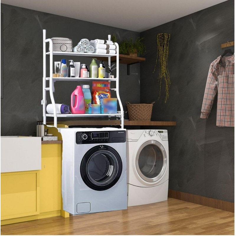 Hongu Scaffale da Bagno Salvaspazio 155X65X25 sopra lavatrice 3 rip...