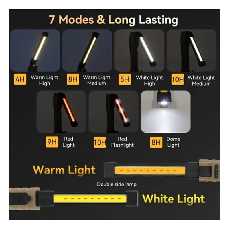 Generico Lampada Torcia lavoro calamita portatile ricaricabile LED ...