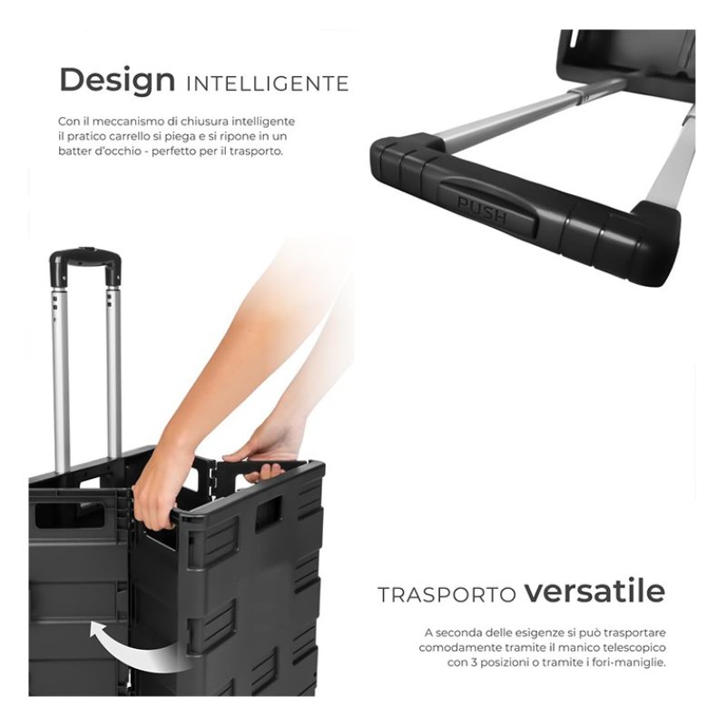 Kmt Style Carrello per la spesa portaspesa trolley ruote carrellino...