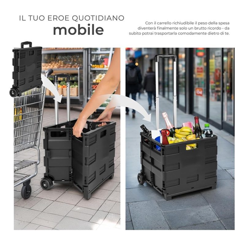 Kmt Style Carrello per la spesa portaspesa trolley ruote carrellino...