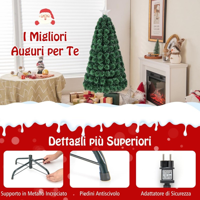 Albero di Natale Artificiale in fibra ottica stella RGB e luci LED ...