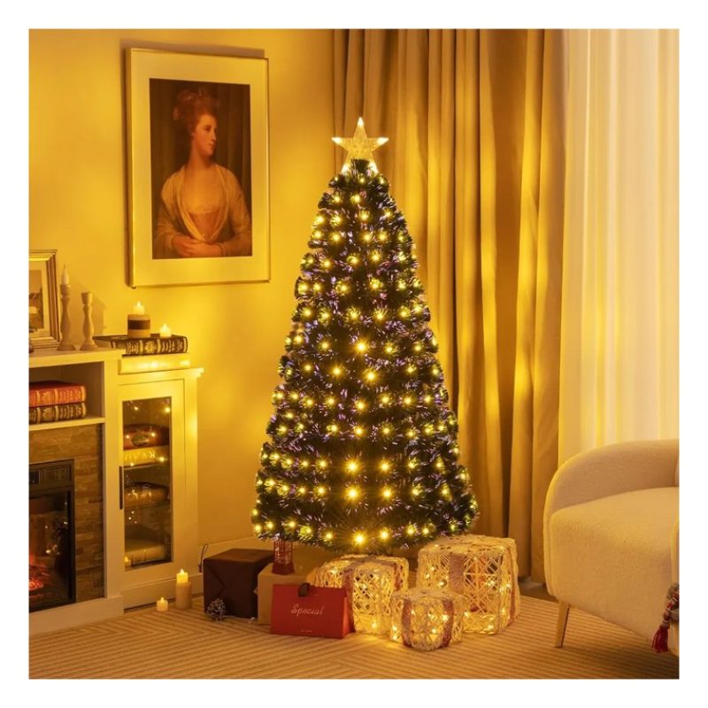 Albero di Natale Artificiale in fibra ottica stella RGB e luci LED ...