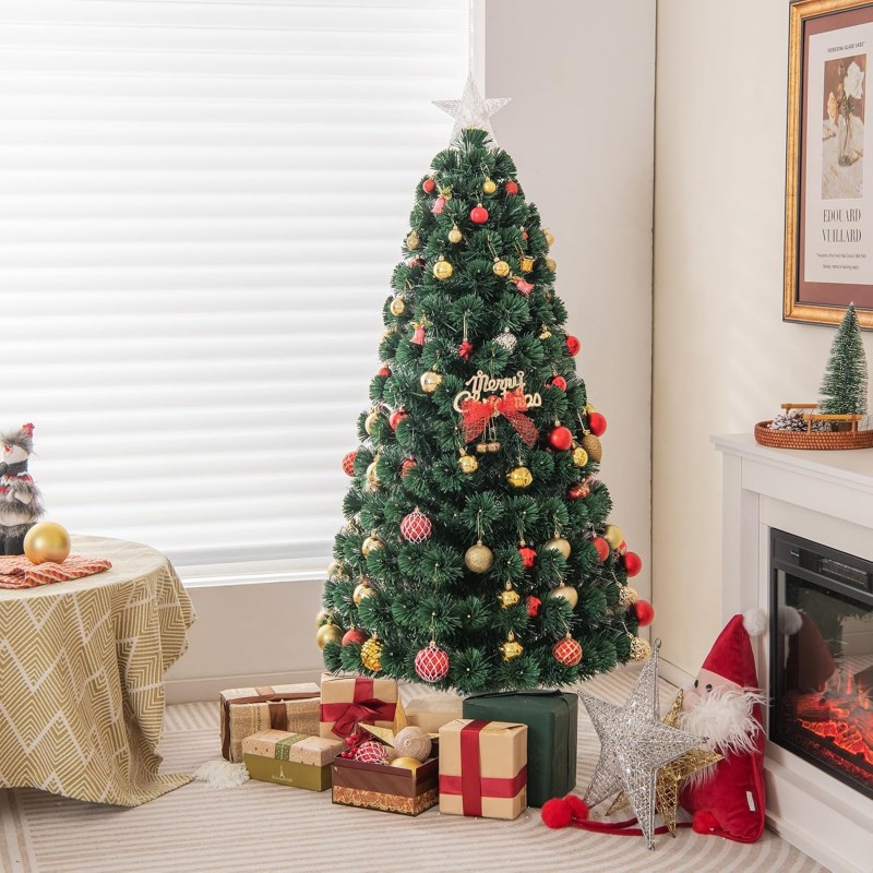 Albero di Natale Artificiale in fibra ottica stella RGB e luci LED ...