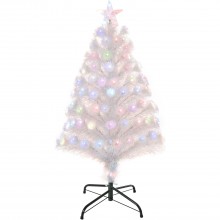 Albero di Natale bianco Artificiale in fibra ottica punta LED RGB varie altezze